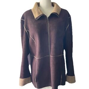 Women’s Brown Polyester Coaco New York Full Zip Jacket Coat Size Large Y2k